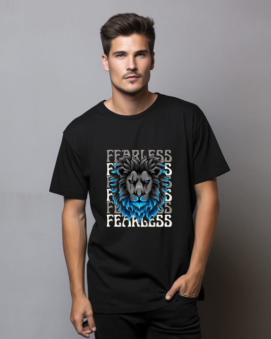 FEARLESS LION FACE - COTTON PRINTED TSHIRT