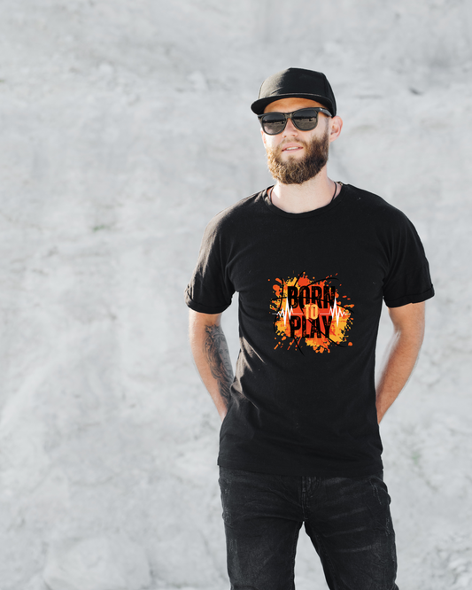 BORN TO PLAY - COTTON PRINTED TSHIRT