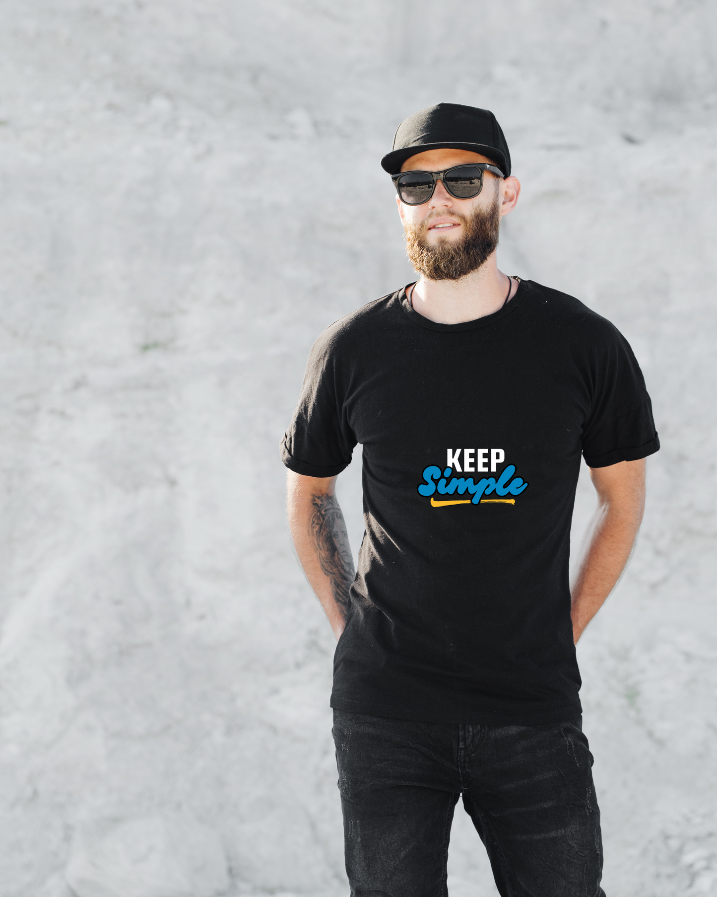 KEEP SIMPLE - COTTON PRINTED TSHIRT