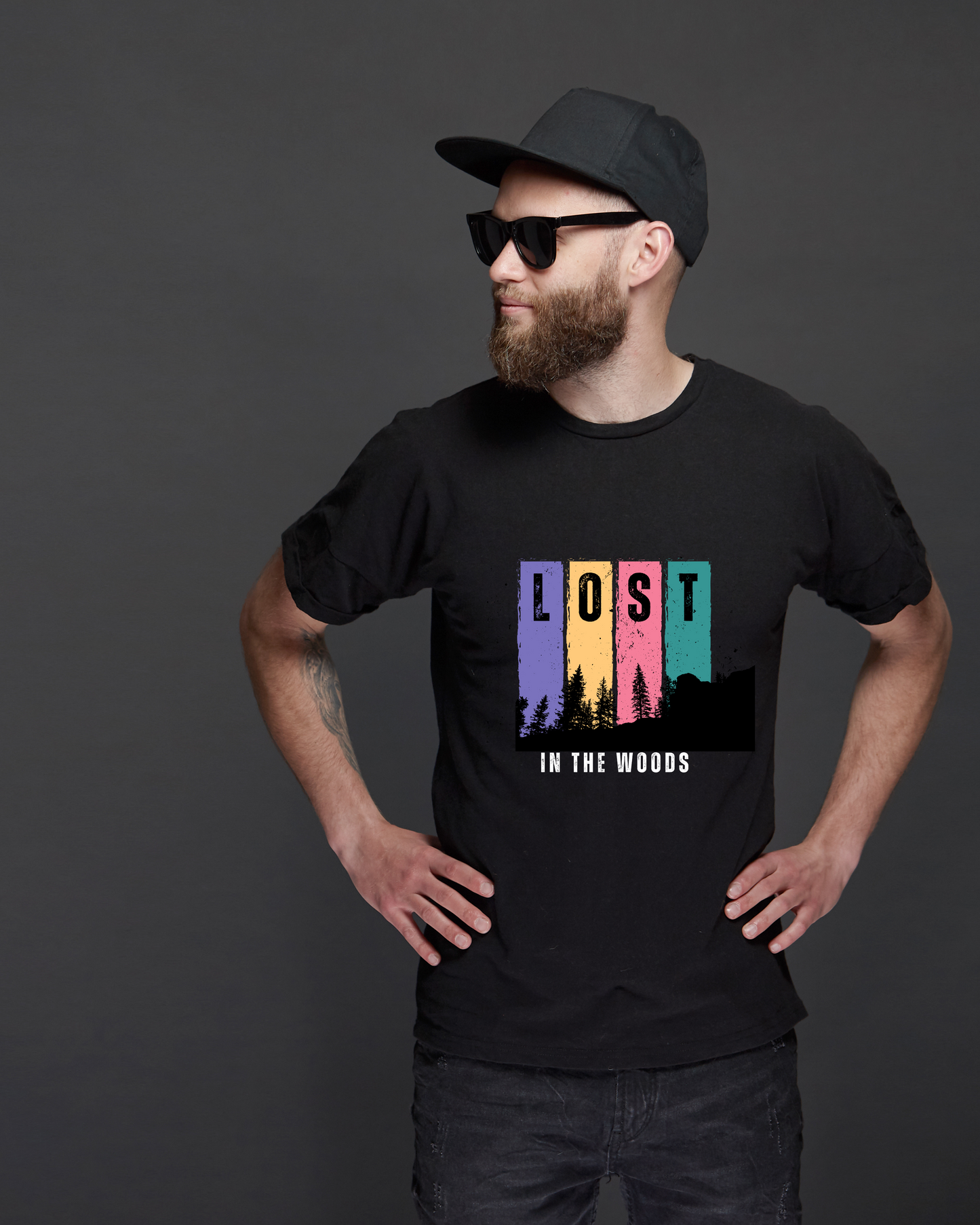 LOST IN THE WOODS - COTTON PRINTED TSHIRT