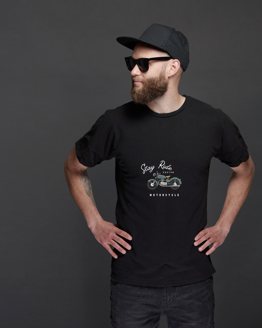 STAY RIDE - COTTON PRINTED TSHIRT