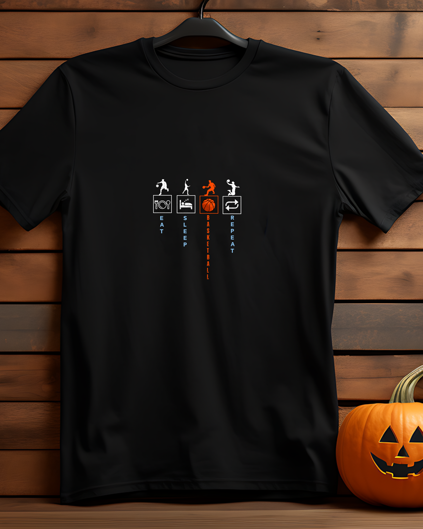 EAT SLEEP BASKETBALL REPEAT - COTTON PRINTED TSHIRT