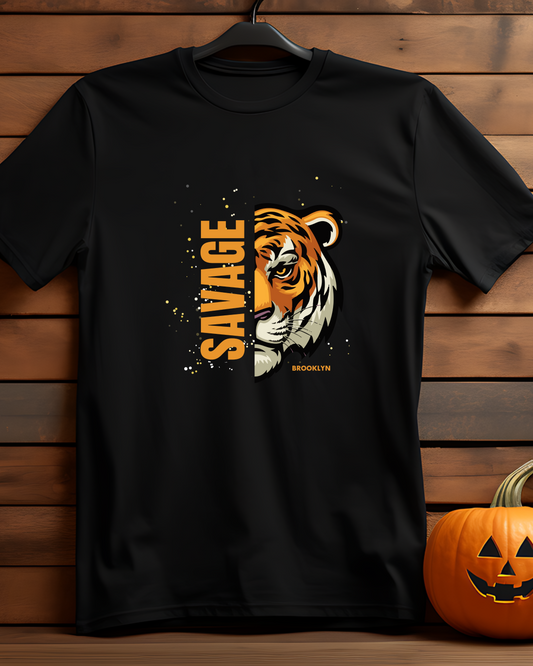 SAVAGE TIGER FACE - COTTON PRINTED TSHIRT