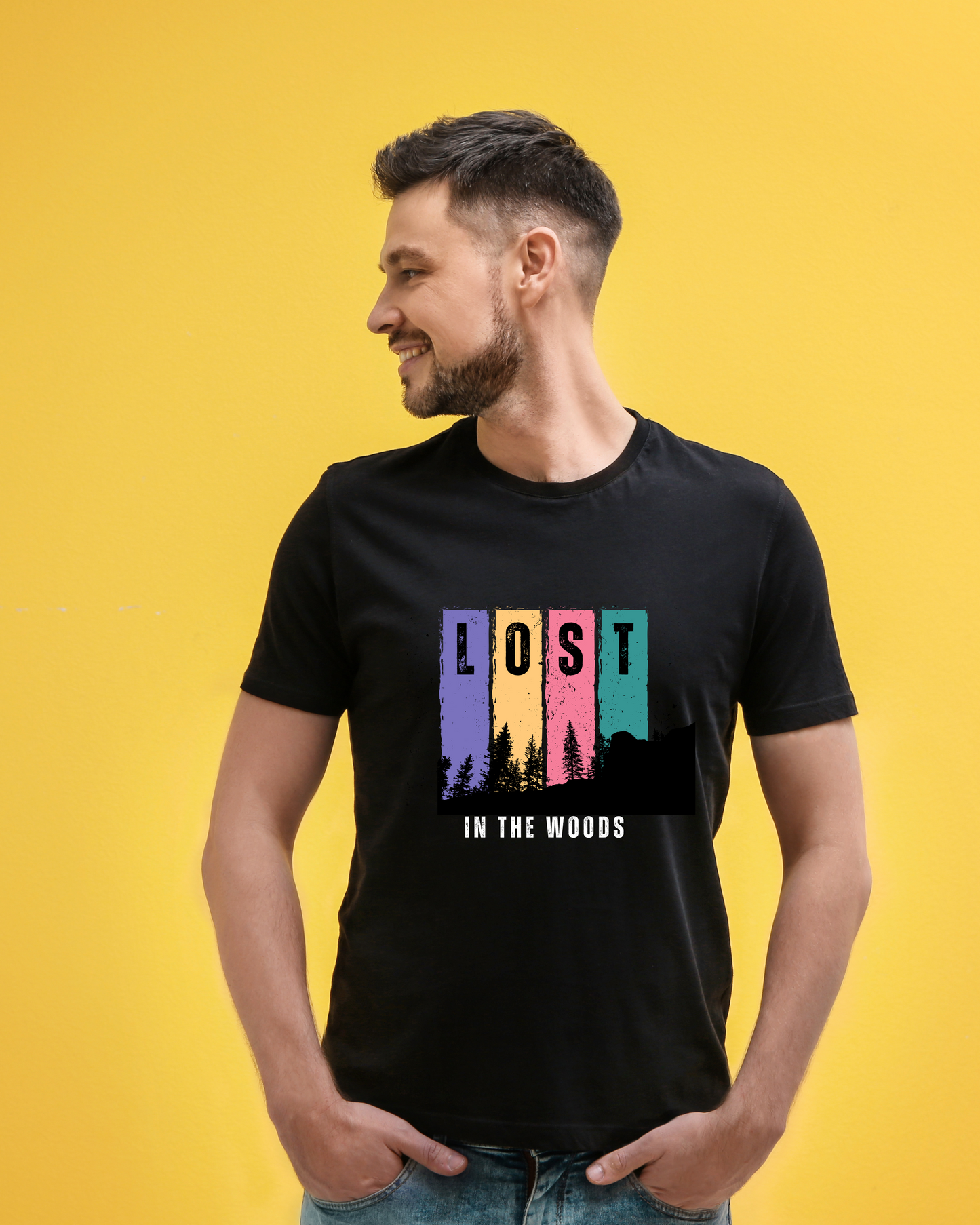 LOST IN THE WOODS - COTTON PRINTED TSHIRT